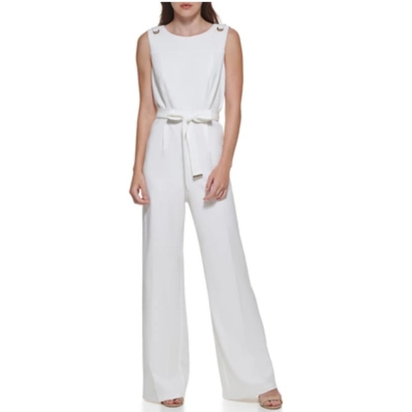 Tommy Hilfiger Pants - Tommy Hilfiger Women's sleeveless Tie Waist, Solid slim jumpsuit, Black, Size 8